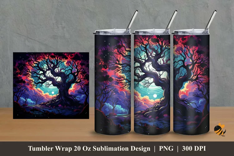 Old Tree Fantasy Tumbler Wrap Sublimation Design 2
