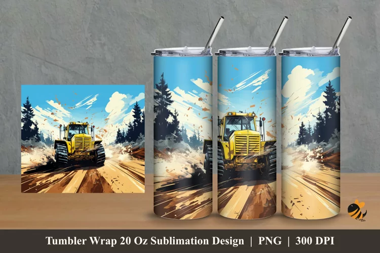 Bulldozer Off Road Tumbler Wrap Sublimation Design 2