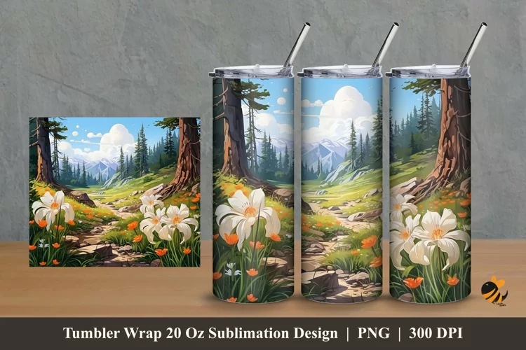 Beautiful Garden Tumbler Wrap Sublimation Design 2