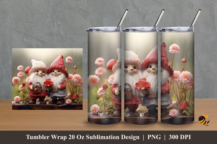 Cute Gnomes Tumbler Wrap Sublimation Design 2