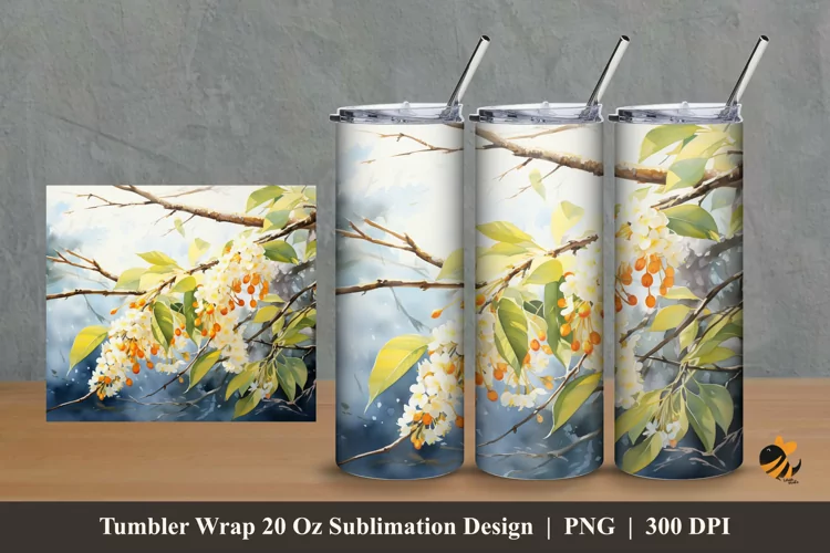 Osmanthus Flower Tumbler Wrap Sublimation Design 2