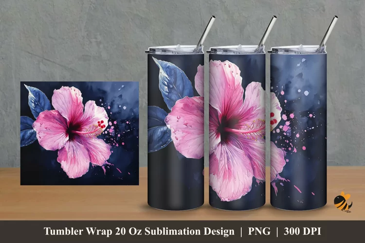 Ink Splash Flower Tumbler Wrap Sublimation Design 2