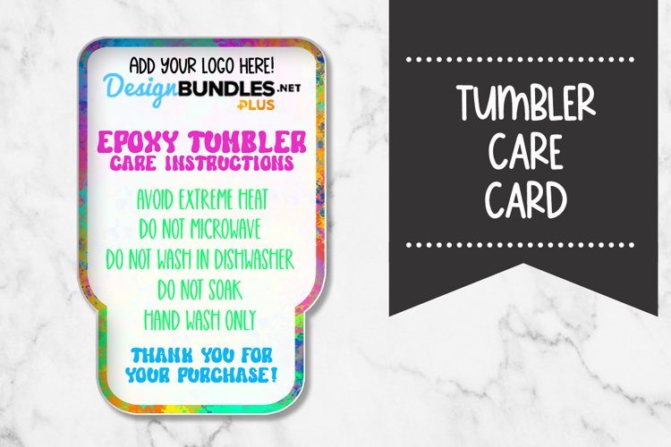 Tie Dye Tumbler Care Card example image 1