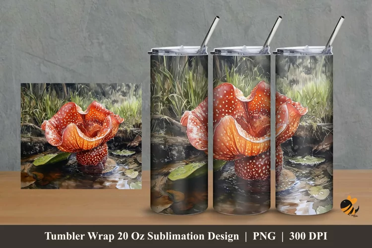Corps Flower Tumbler Wrap Sublimation Design 2