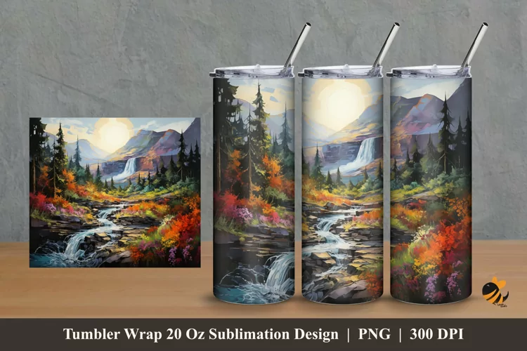 Mountain Park Tumbler Wrap Sublimation Design 2