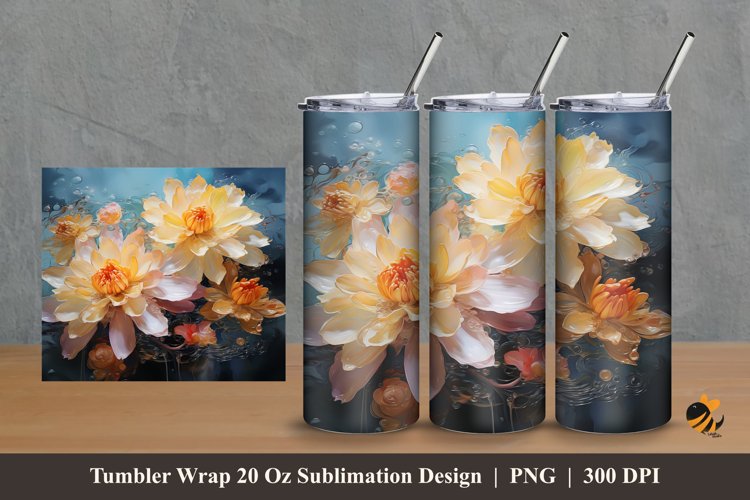 Garden Flowers Tumbler Wrap Sublimation Design 2