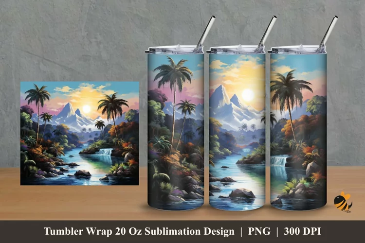 Painting Panoramic Tumbler Wrap Sublimation Design 2