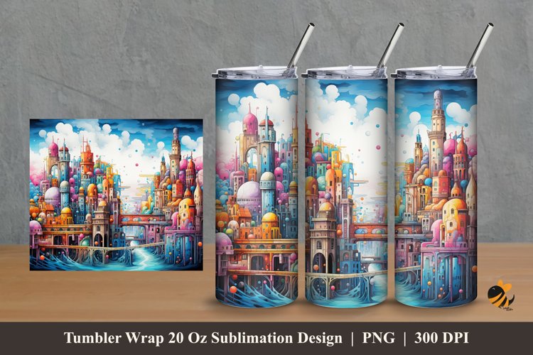 Futuristic Kingdom Tumbler Wrap Sublimation Design 2 example image 1