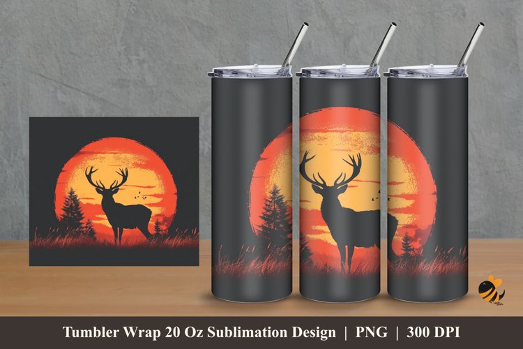 Wildlife Sunset Tumbler Wrap Sublimation Design 2 example image 1