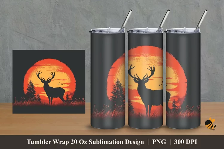 Wildlife Sunset Tumbler Wrap Sublimation Design 2