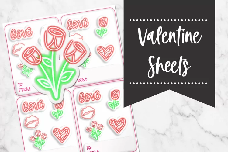 Neon Valentine Sticker Sheets