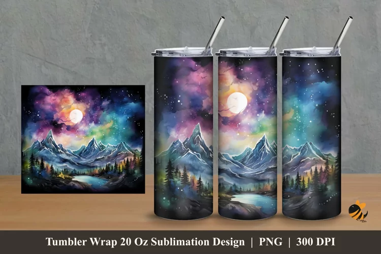 Mountain Panoramic Tumbler Wrap Sublimation Design 2