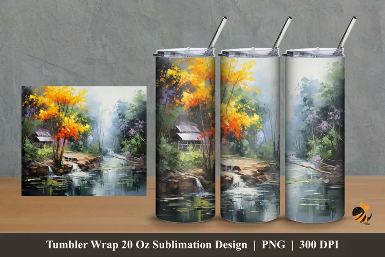 Nature Harmony Tumbler Wrap Sublimation Design 2