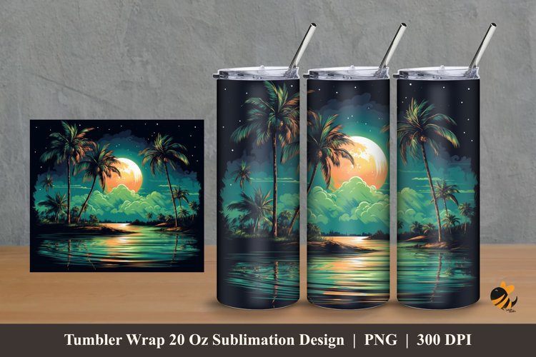 Green Lake Tumbler Wrap Sublimation Design 2 example image 1