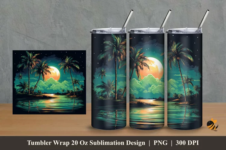 Green Lake Tumbler Wrap Sublimation Design 2