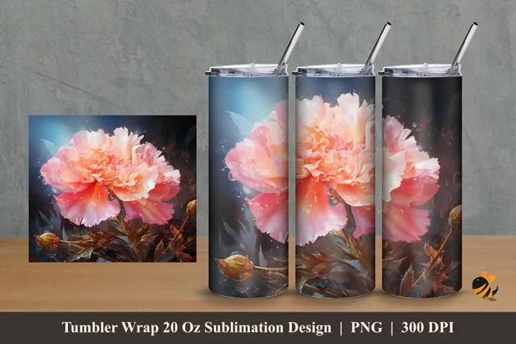 Glow Flower Tumbler Wrap Sublimation Design 2