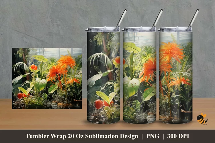 Natural Plants Tumbler Wrap Sublimation Design 2