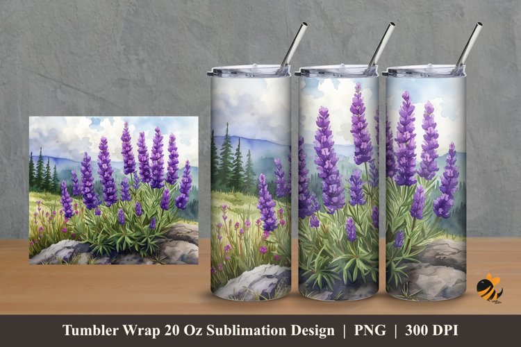 Lavender Flower Tumbler Wrap Sublimation Design 2 example image 1