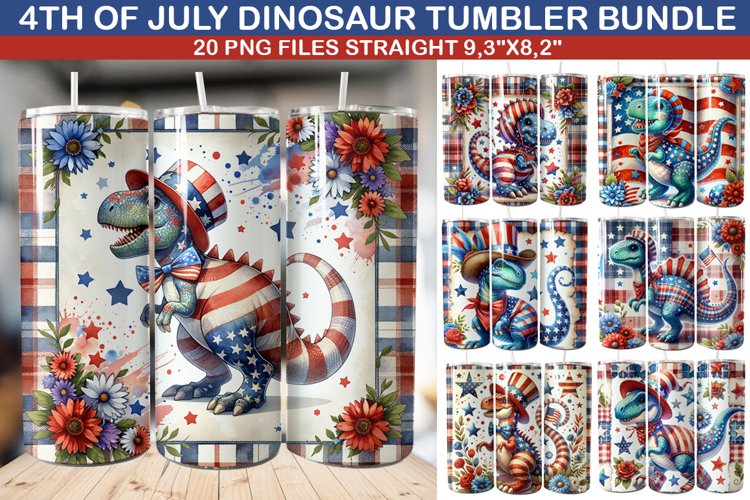 4th Of July Dinosaur Tumbler Bundle - 15 Designs