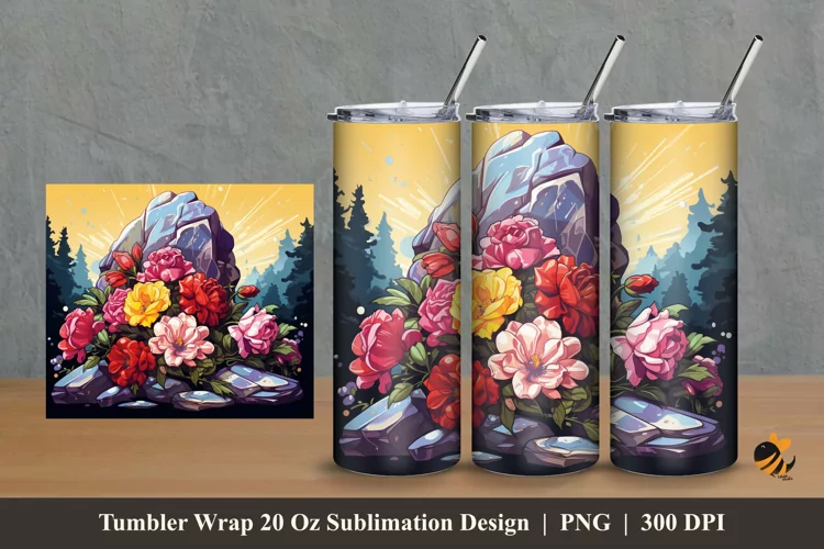 Outdoor Flower Tumbler Wrap Sublimation Design 2