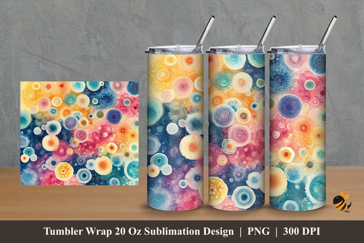 Watercolor Cells Tumbler Wrap Sublimation Design 2 example image 1