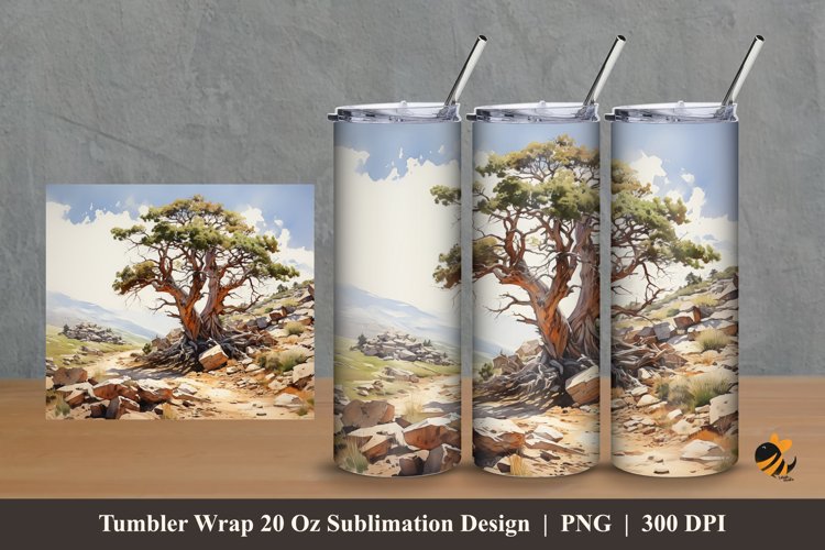 Cool Tree Tumbler Wrap Sublimation Design 2 example image 1