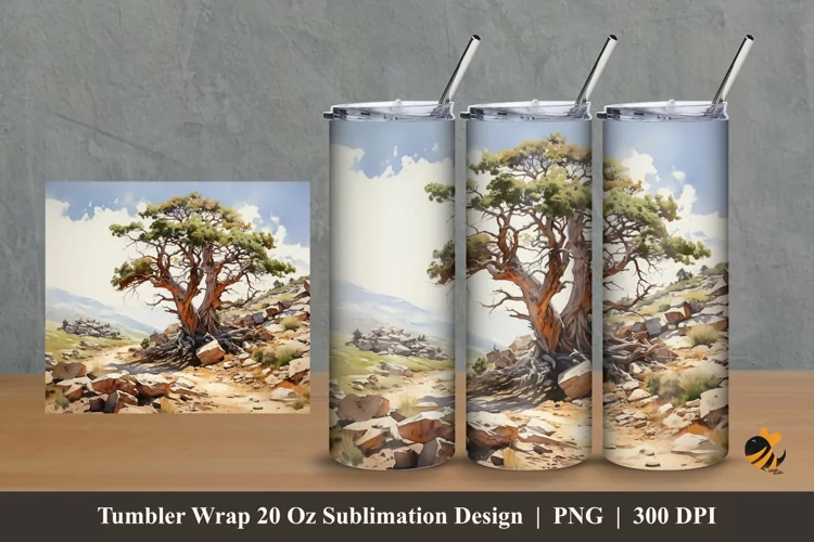 Cool Tree Tumbler Wrap Sublimation Design 2