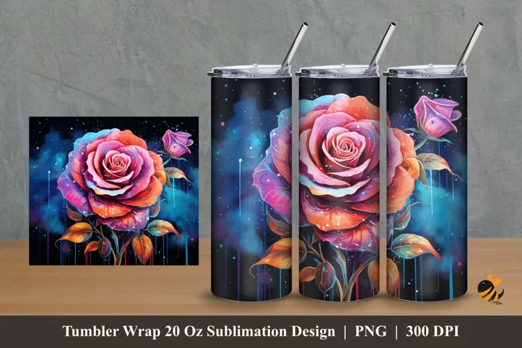 Rose Effect Tumbler Wrap Sublimation Design 2