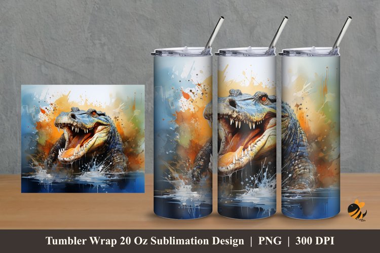 Estuarine Crocodile Tumbler Wrap Sublimation Design 2 example image 1