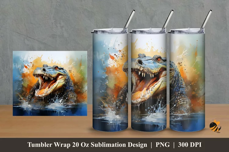 Estuarine Crocodile Tumbler Wrap Sublimation Design 2