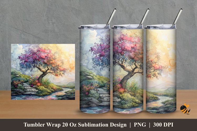 Miracle Garden Tumbler Wrap Sublimation Design 2 example image 1