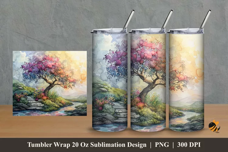 Miracle Garden Tumbler Wrap Sublimation Design 2