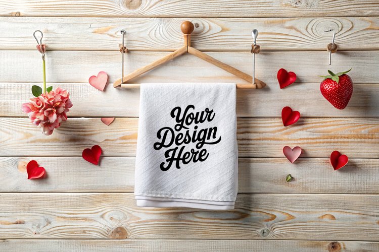 Valentine's Day Towel Mockup | Valentine's Day Mockup JPG example image 1