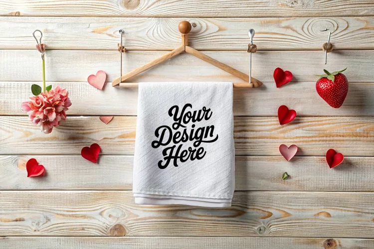 Valentine's Day Towel Mockup | Valentine's Day Mockup JPG
