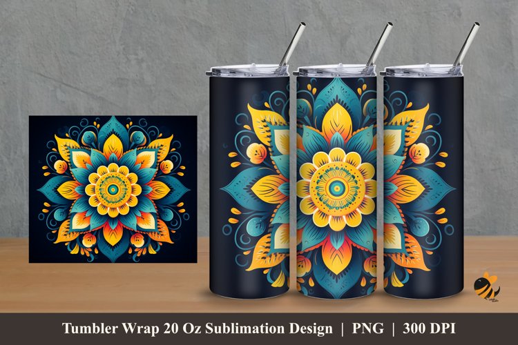 Java Mandala Tumbler Wrap Sublimation Design 2 example image 1