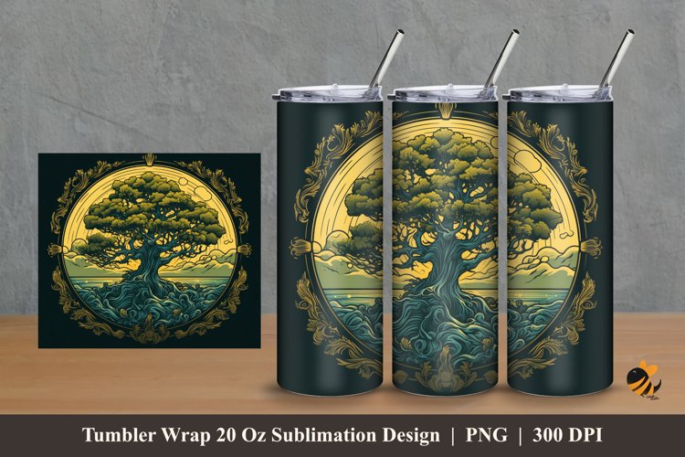 Handdrawn Mangrove Tumbler Wrap Sublimation Design 2 example image 1