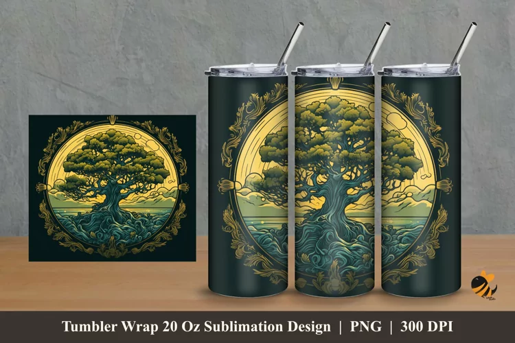 Handdrawn Mangrove Tumbler Wrap Sublimation Design 2