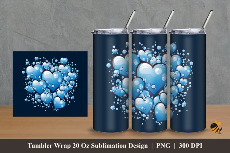 Bubble Love Tumbler Wrap Sublimation Design 2 example image 1