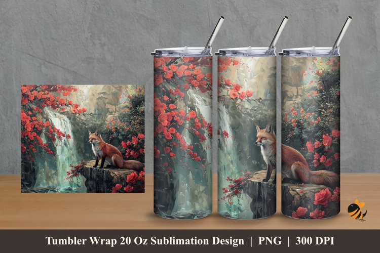 Wolf Nature Tumbler Wrap Sublimation Design 2 example image 1