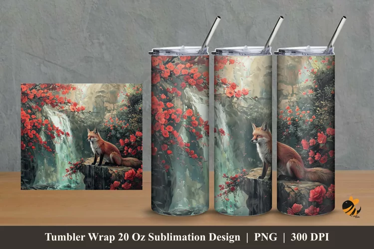 Wolf Nature Tumbler Wrap Sublimation Design 2