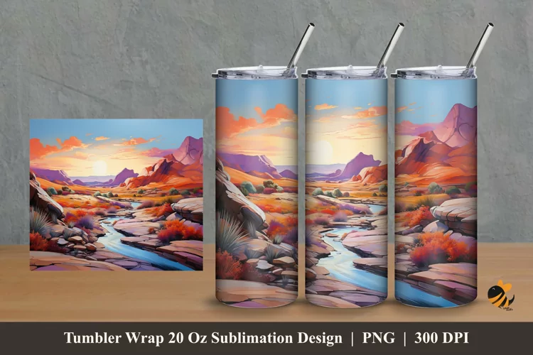 Mountain Vivid Color Tumbler Wrap Sublimation Design 2