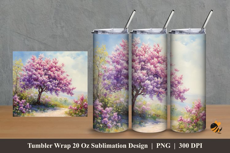 Spring Garden Tumbler Wrap Sublimation Design 2 example image 1