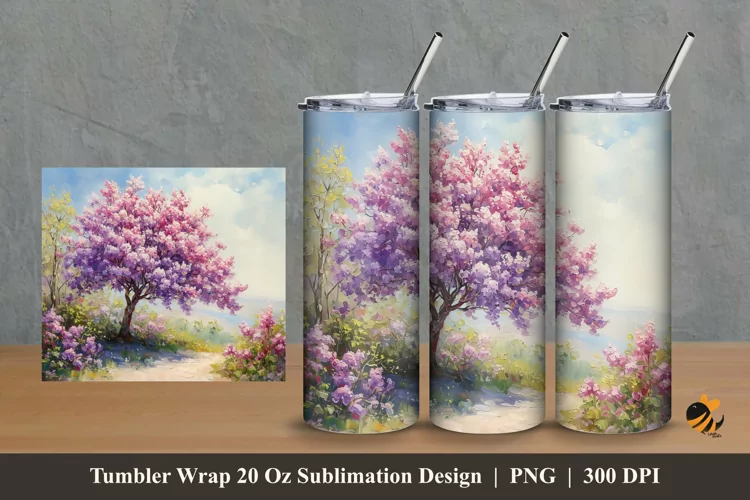 Spring Garden Tumbler Wrap Sublimation Design 2