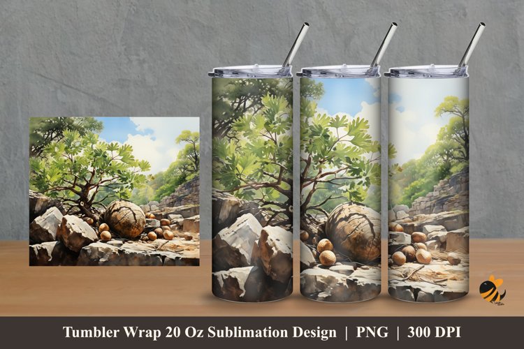 Stone Plant Tumbler Wrap Sublimation Design 2