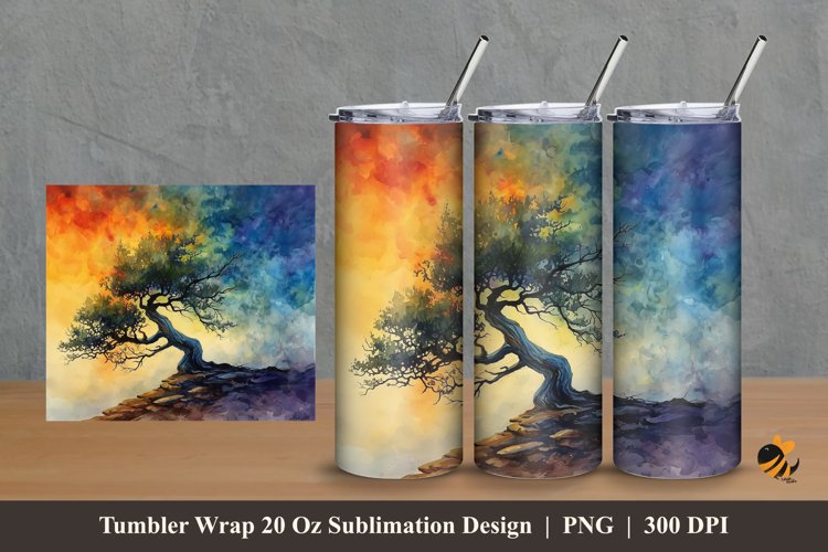 Abstract Tree Tumbler Wrap Sublimation Design 2 example image 1