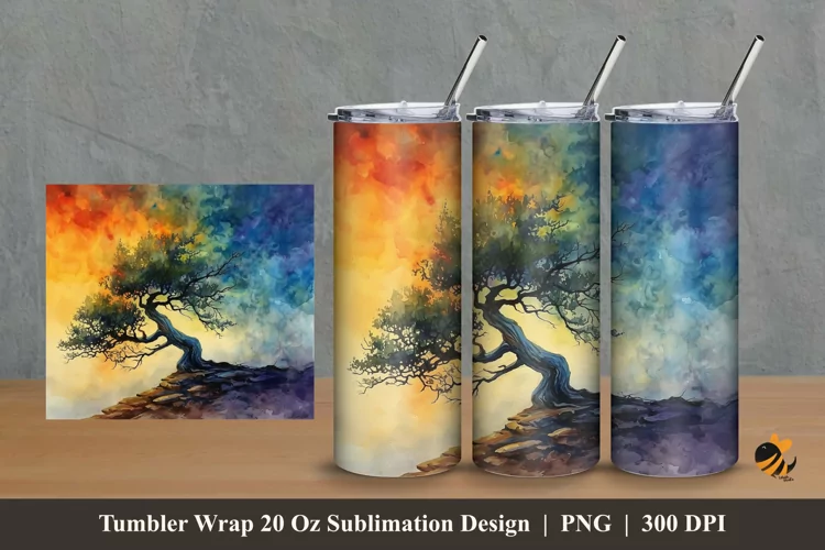 Abstract Tree Tumbler Wrap Sublimation Design 2
