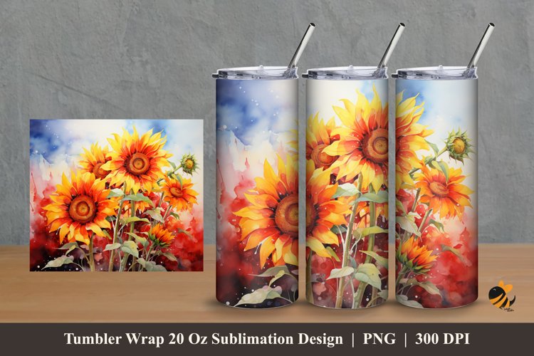 Beauty Sun Flower Tumbler Wrap Sublimation Design 2