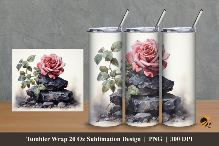 Rose Stone Tumbler Wrap Sublimation Design 2