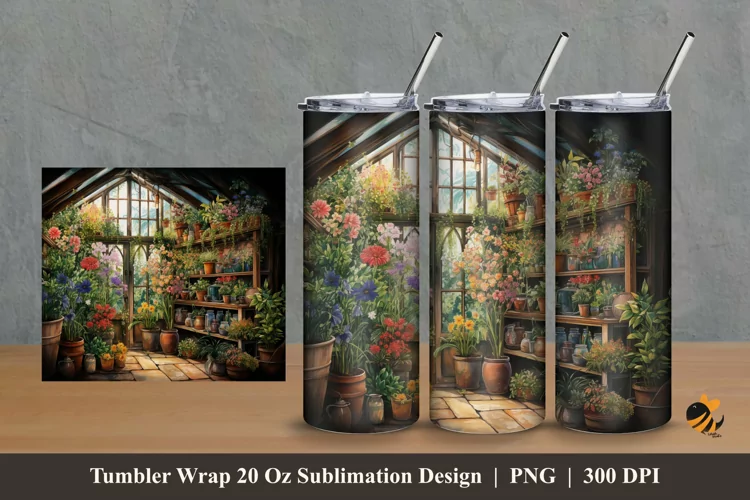 Inside Green House Tumbler Wrap Sublimation Design 2