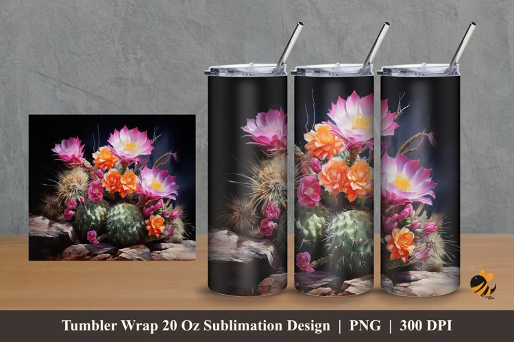 Mammillaria Frailean Tumbler Wrap Sublimation Design 2 example image 1